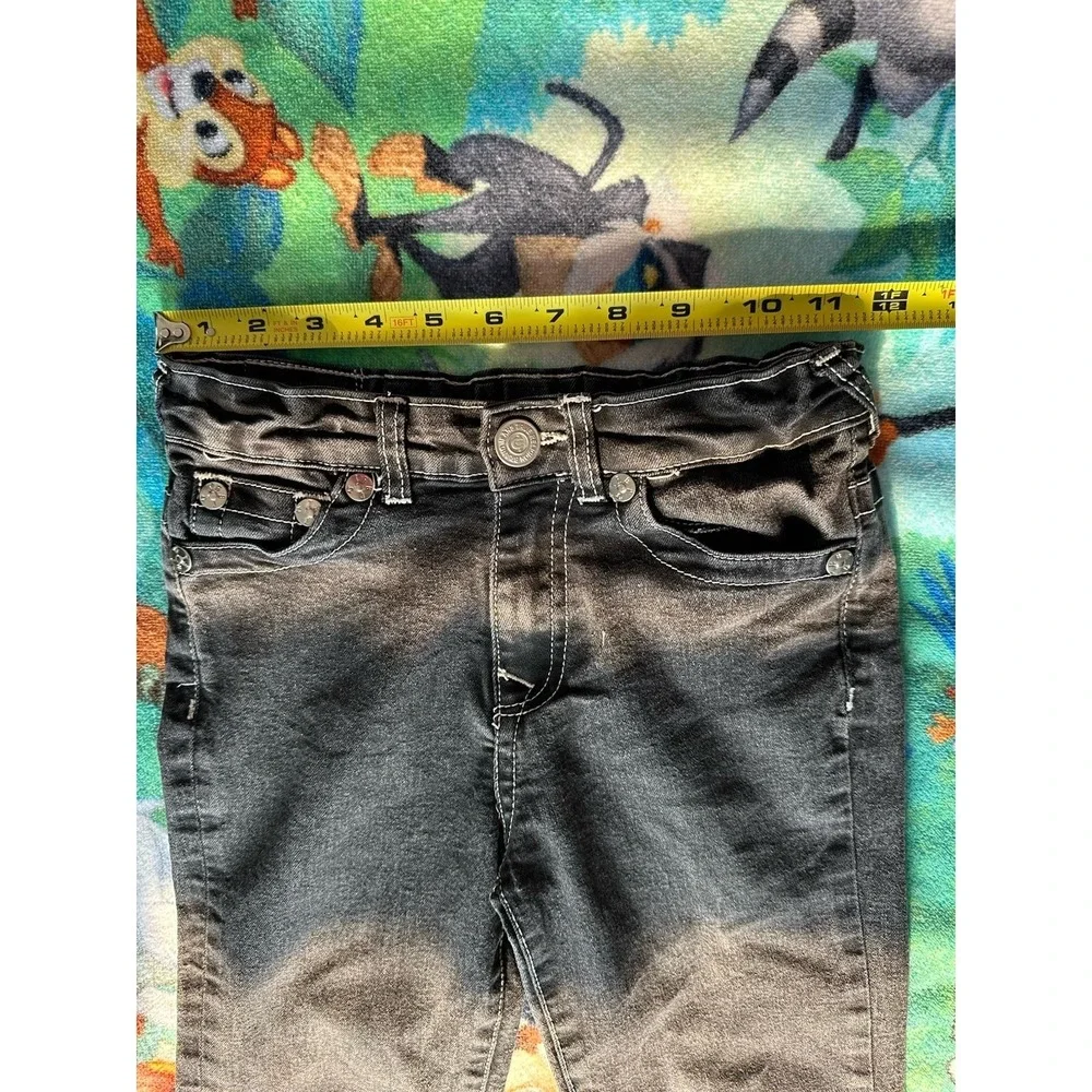 True Religion Black Jeans White Stitching‎ Boys Size 7 Adjustable Waist